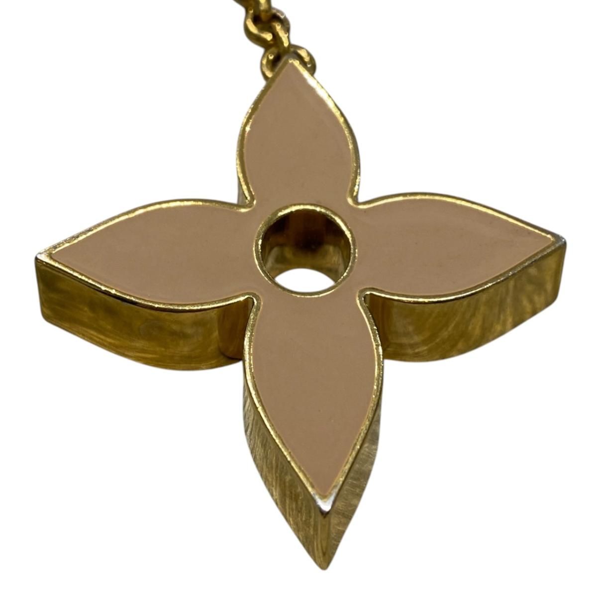 Louis Vuitton Back Charm Fleur Ledoux Monogram LV Logo Gold Keychain — view 4