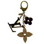 Louis Vuitton Back Charm Fleur Ledoux Monogram LV Logo Gold Keychain — view 2