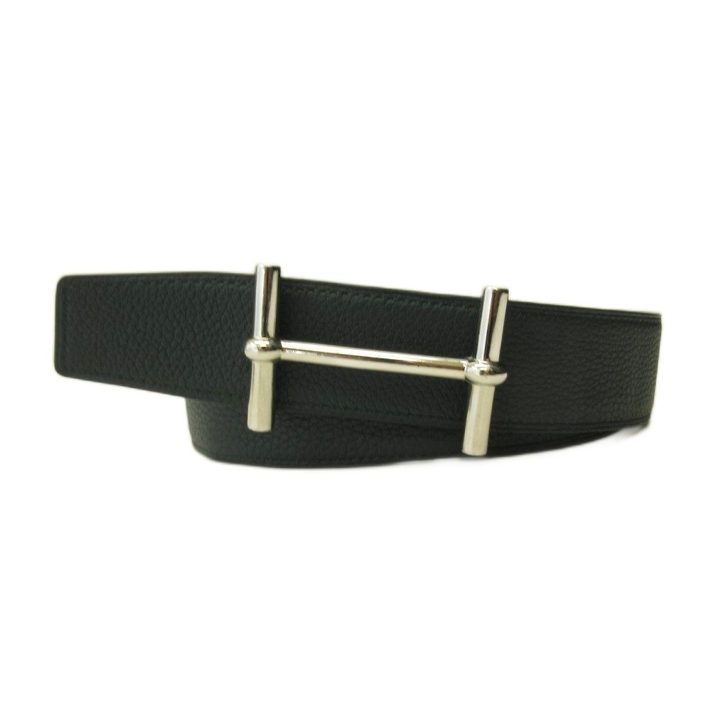 Hermes D'ancre Belt Reversible Leather Black Green — view 2