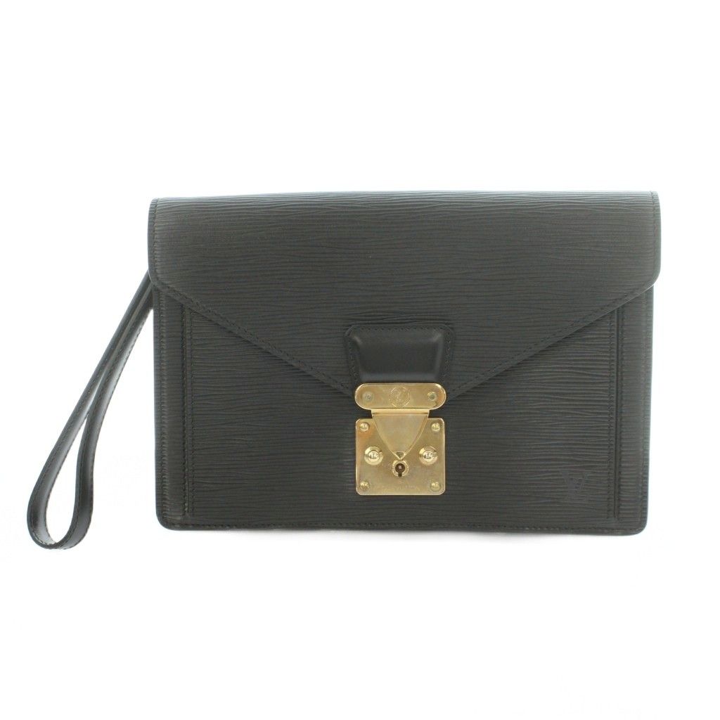 Louis Vuitton Epi Clutch Leather Black