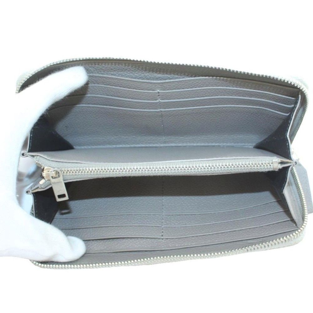 Saint Laurent Paris Wallet Zip Around Coin Purse Leather Gray — view 5