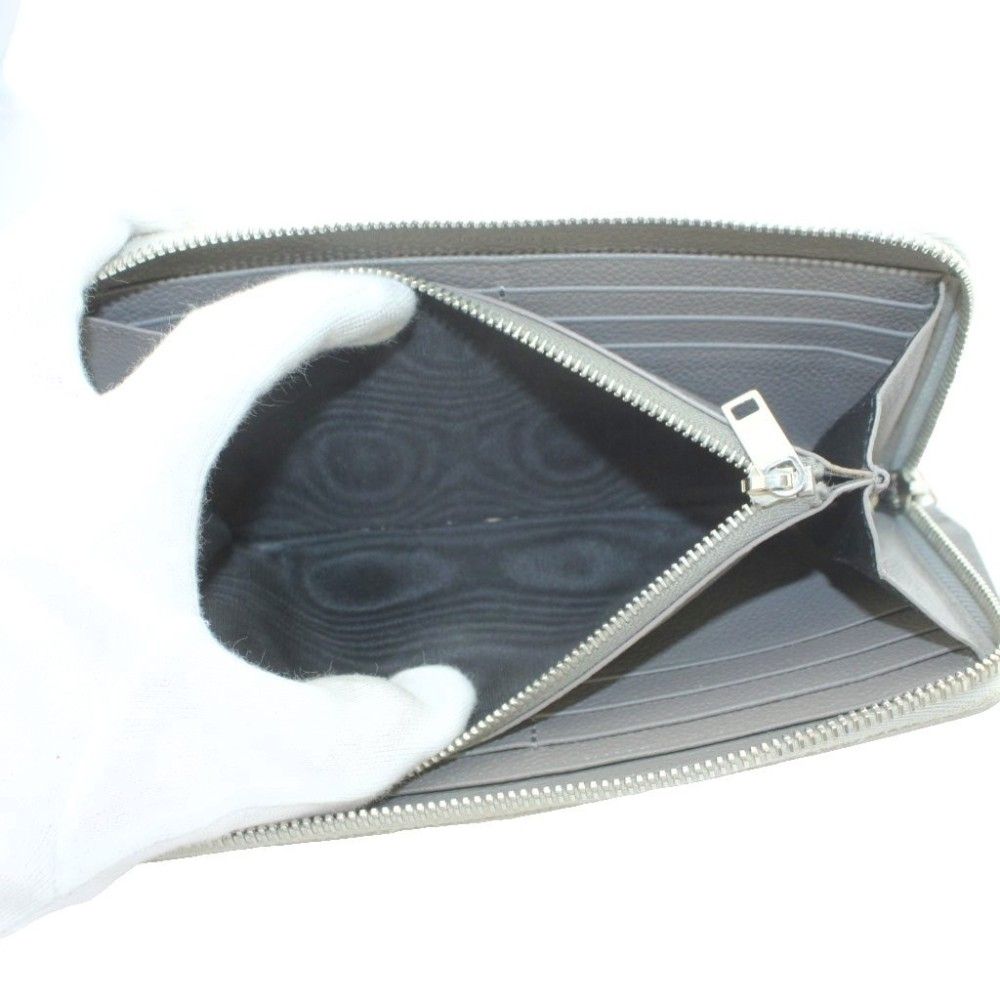 Saint Laurent Paris Wallet Zip Around Coin Purse Leather Gray — view 6