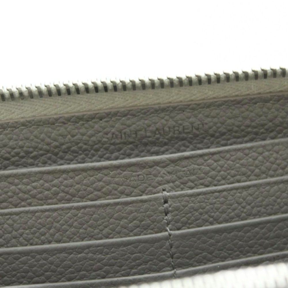 Saint Laurent Paris Wallet Zip Around Coin Purse Leather Gray — view 8