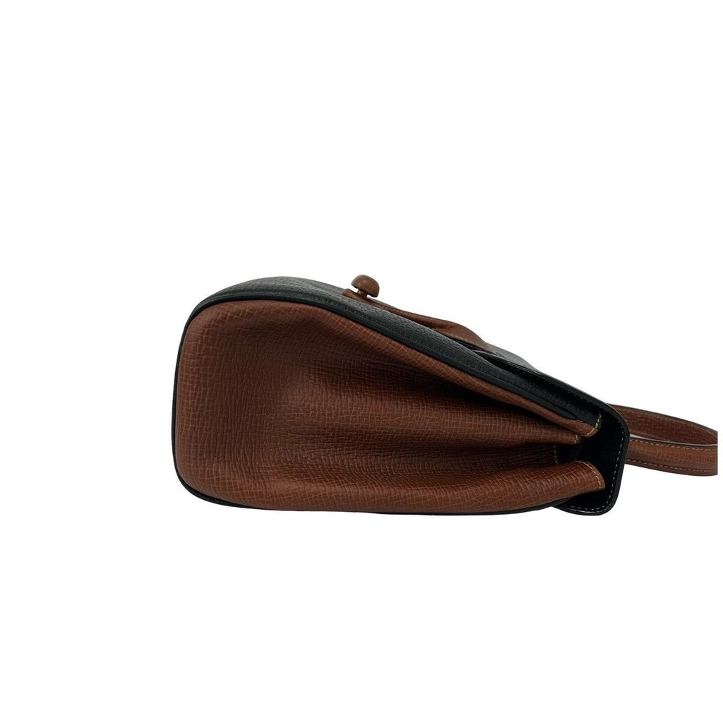 Loewe Vintage Logo Embossed Leather 2-Way Shoulder Bag Black Brown — view 6