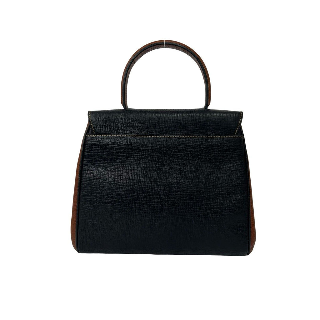 Loewe Vintage Logo Embossed Leather 2-Way Shoulder Bag Black Brown — view 3