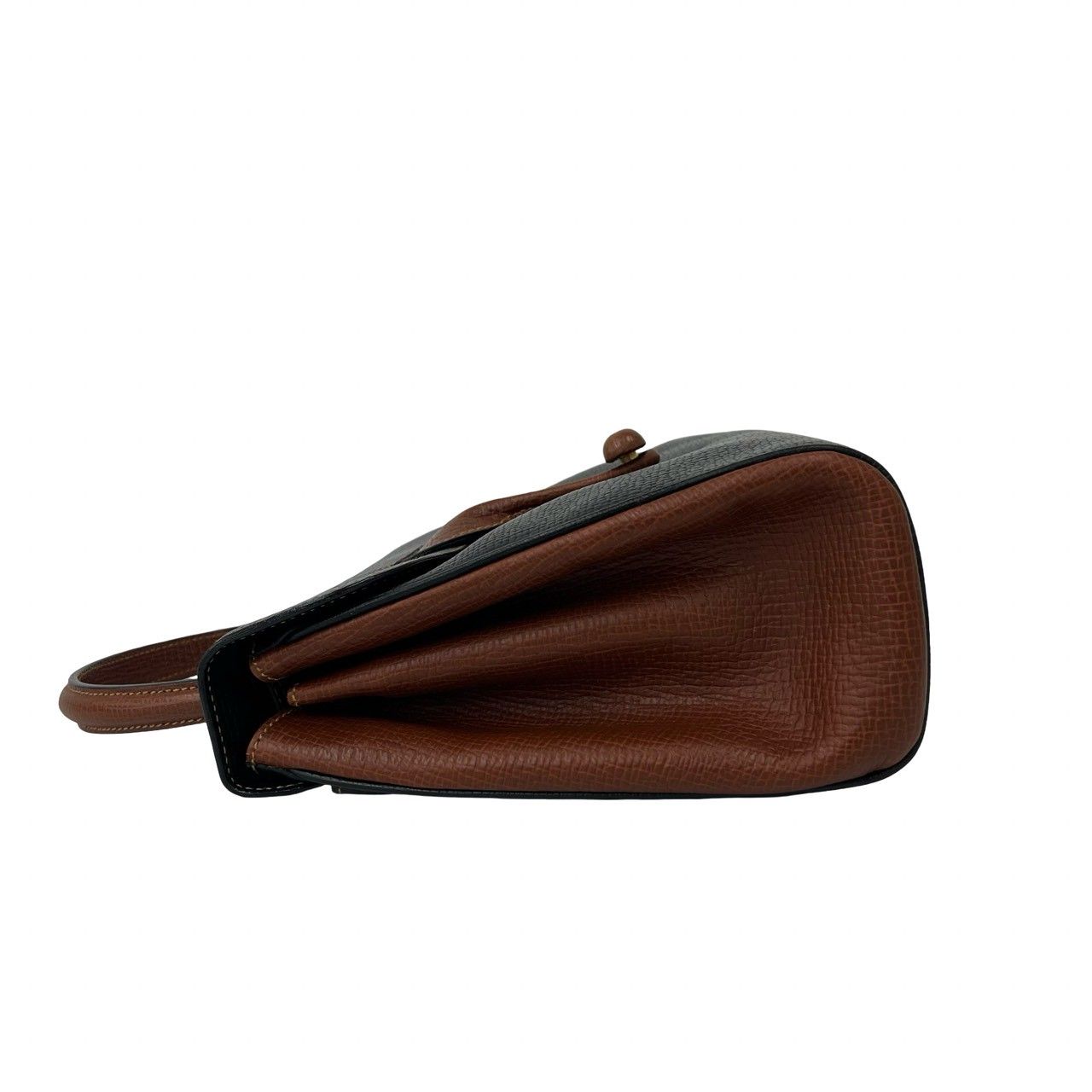Loewe Vintage Logo Embossed Leather 2-Way Shoulder Bag Black Brown — view 5