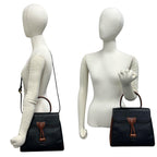 Loewe Vintage Logo Embossed Leather 2-Way Shoulder Bag Black Brown — view 2