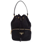 Prada 2-Way Bag Duet Bucket Re-Nylon Shoulder Nylon Black Gold