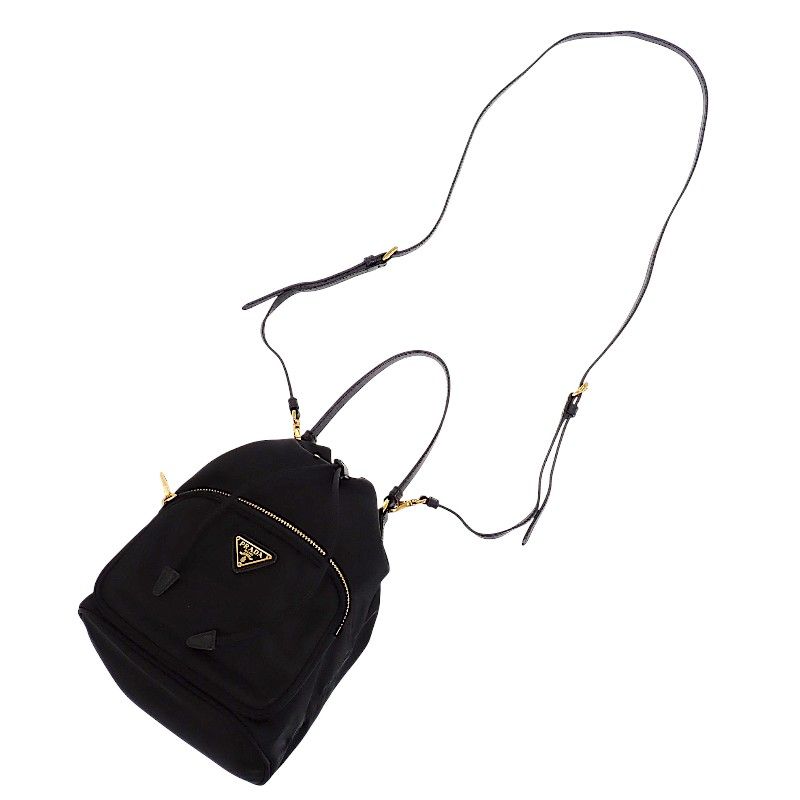 Prada 2-Way Bag Duet Bucket Re-Nylon Shoulder Nylon Black Gold — view 6