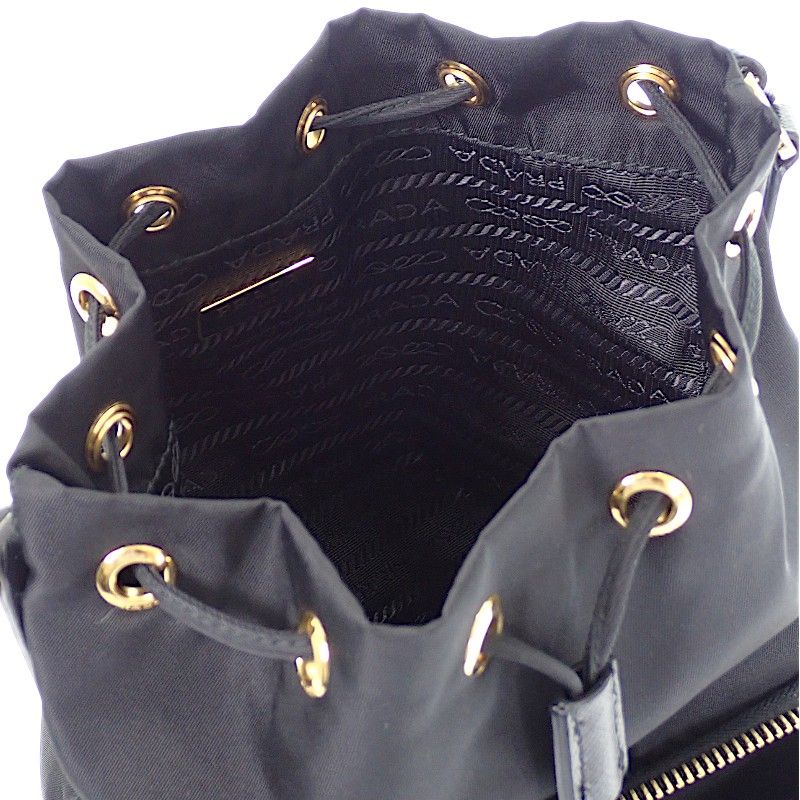 Prada 2-Way Bag Duet Bucket Re-Nylon Shoulder Nylon Black Gold — view 7