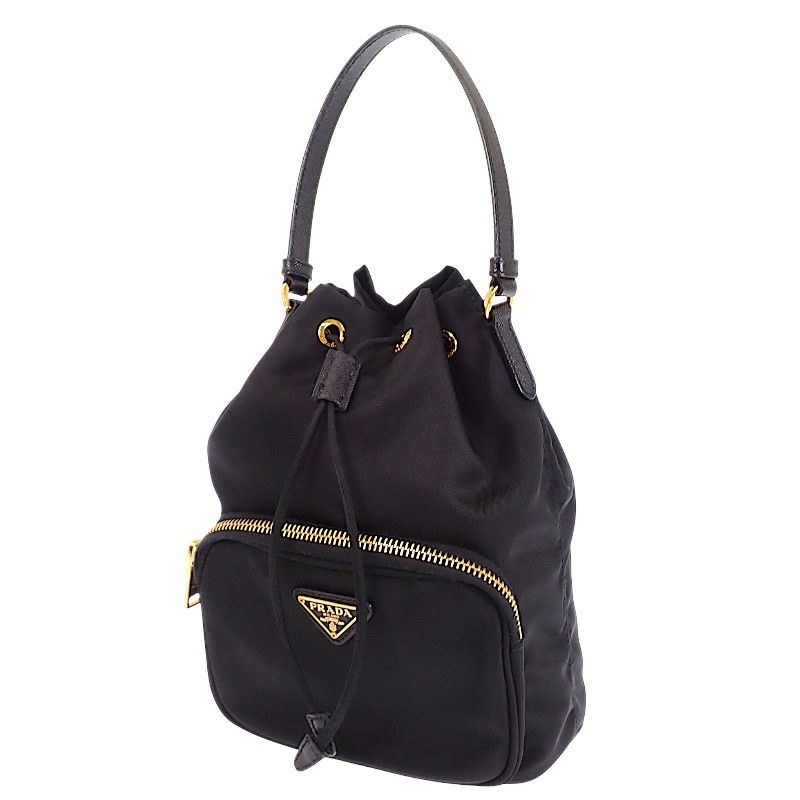 Prada 2-Way Bag Duet Bucket Re-Nylon Shoulder Nylon Black Gold — view 2