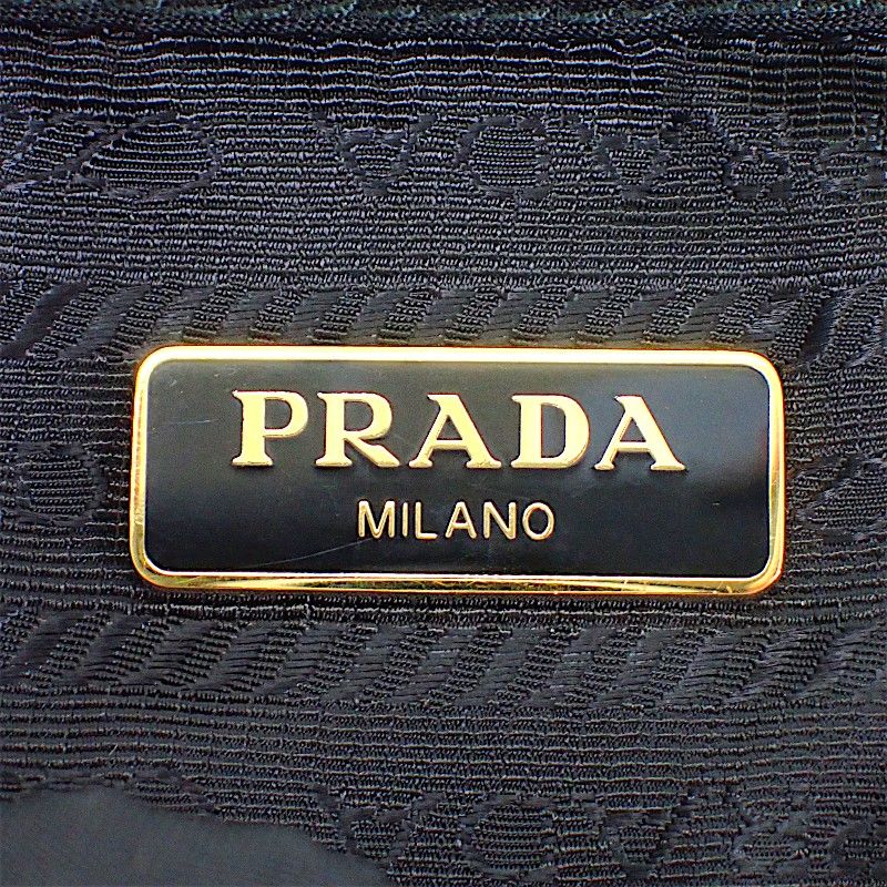 Prada 2-Way Bag Duet Bucket Re-Nylon Shoulder Nylon Black Gold — view 8