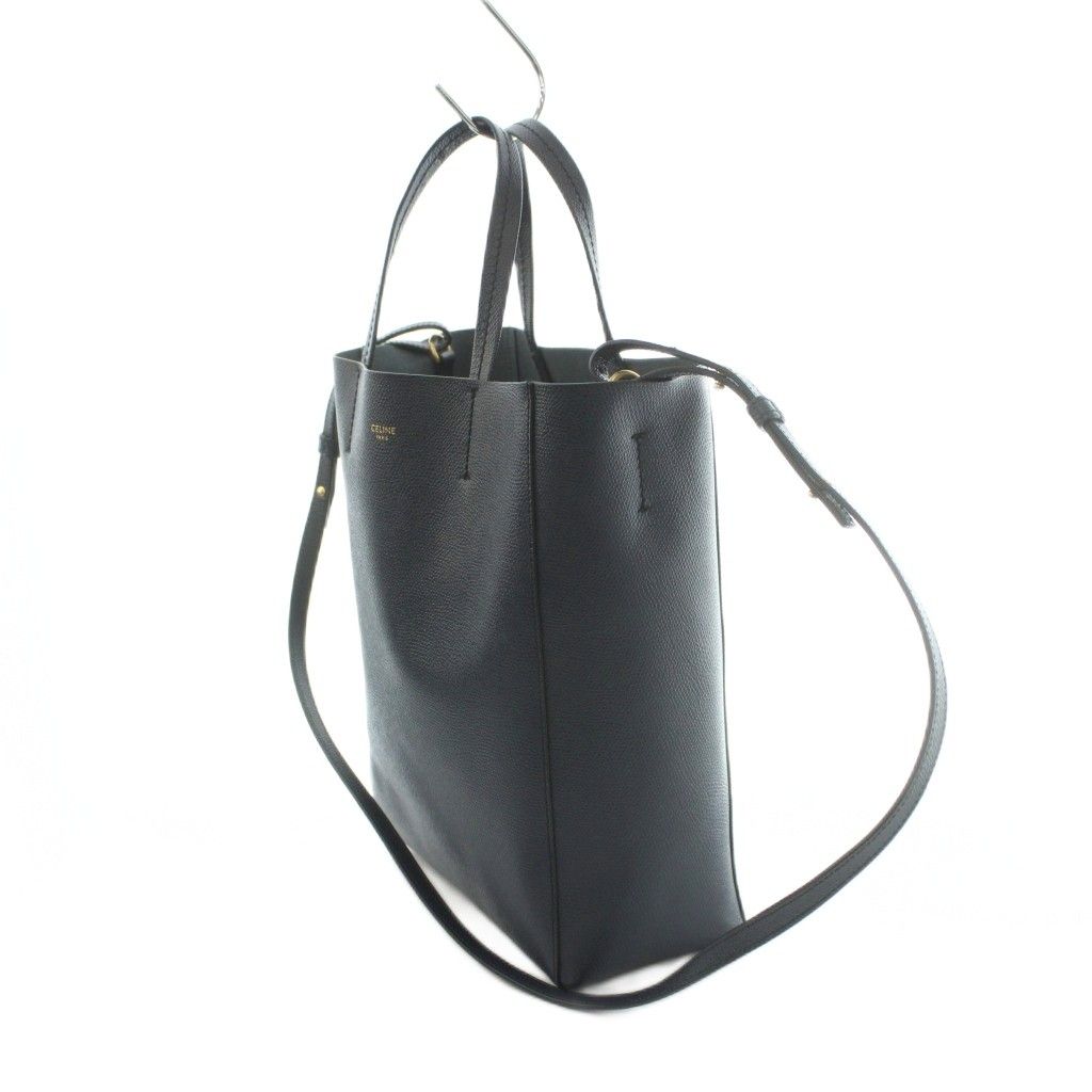 Celine Vertical Cover Small Tote 2-Way Shoulder Bag Leather Navy — view 3