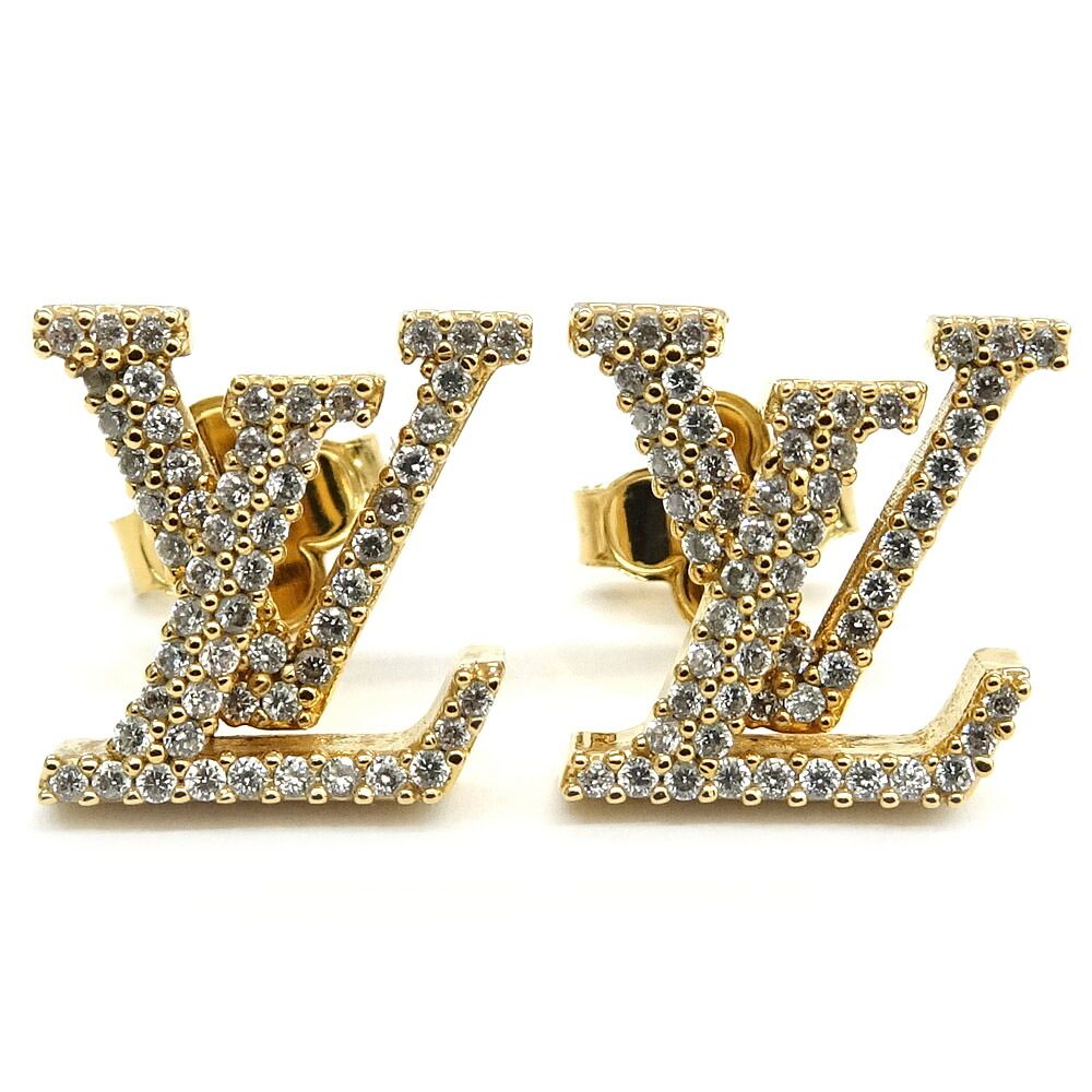 Louis Vuitton Earrings LV Iconic Strass Pair Metal GD Gold
