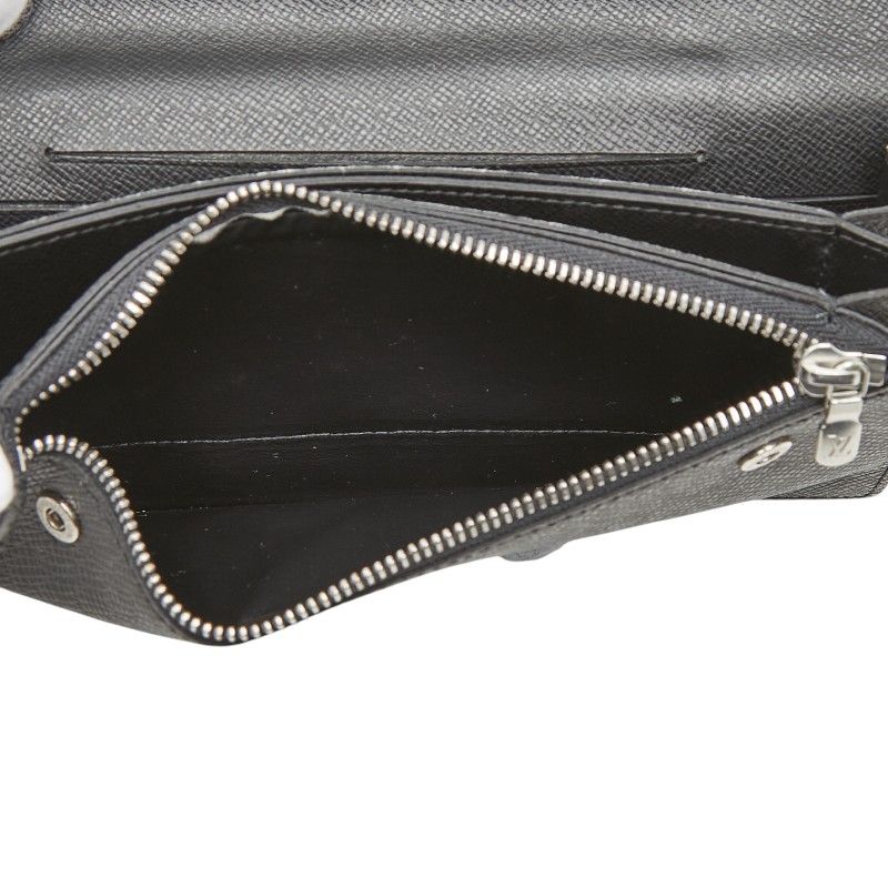 Louis Vuitton Taiga Portefeuille Accordion Wallet Ardoise Black Leather
