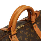 Louis Vuitton Monogram Keepall 55 Boston Bag Brown Leather