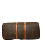 Louis Vuitton Monogram Keepall 55 Boston Bag Brown Leather