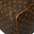 Louis Vuitton Monogram Keepall 55 Boston Bag Brown Leather
