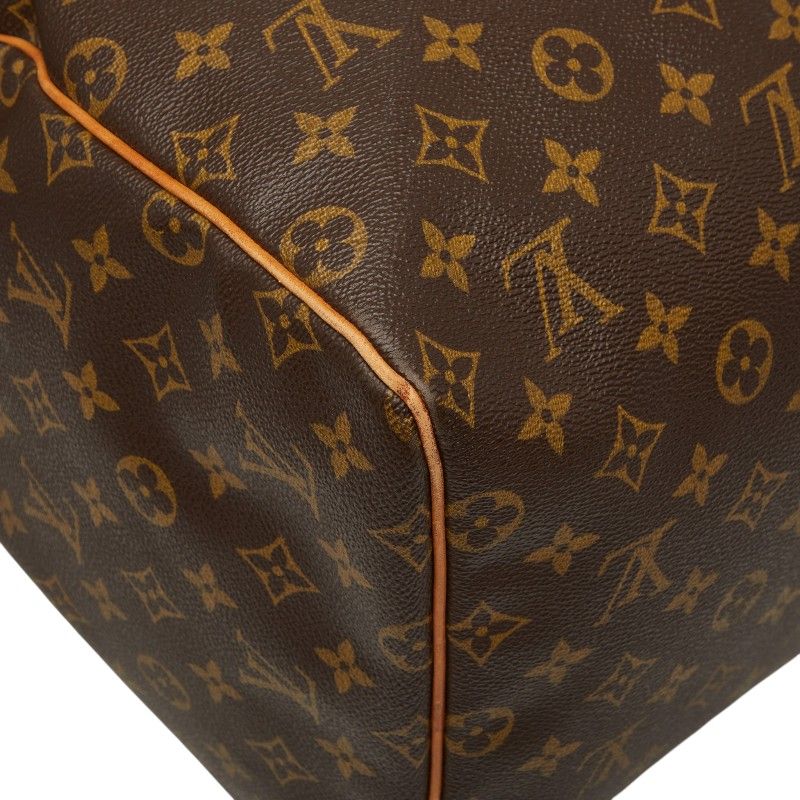 Louis Vuitton Monogram Keepall 55 Boston Bag Brown Leather