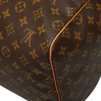 Louis Vuitton Monogram Keepall 55 Boston Bag Brown Leather
