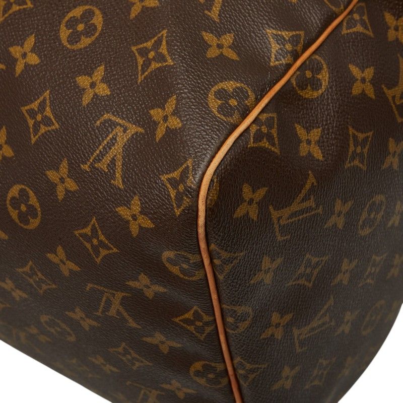 Louis Vuitton Monogram Keepall 55 Boston Bag Brown Leather