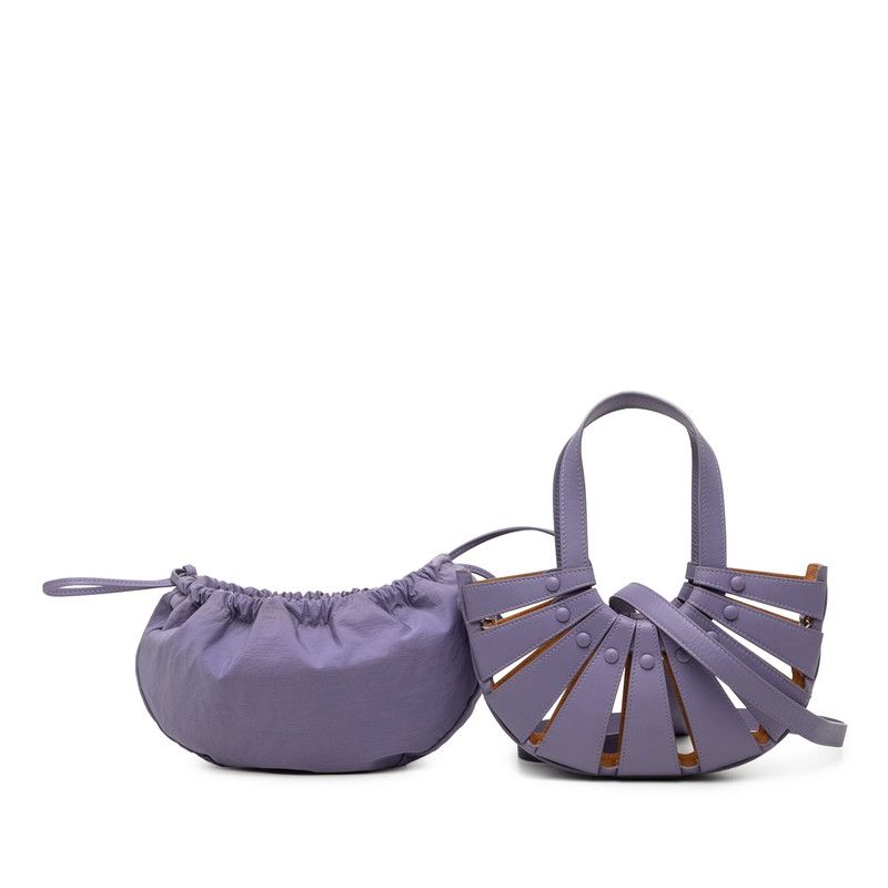 Bottega Veneta the Shell Crossbody Shoulder Bag 2-Way Purple Leather