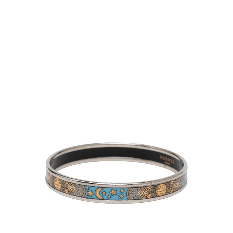 Hermes Enamel PM Bangle Silver Multicolor Metal Bracelet