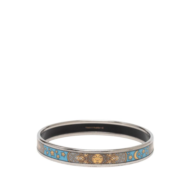 Hermes Enamel PM Bangle Silver Multicolor Metal Bracelet
