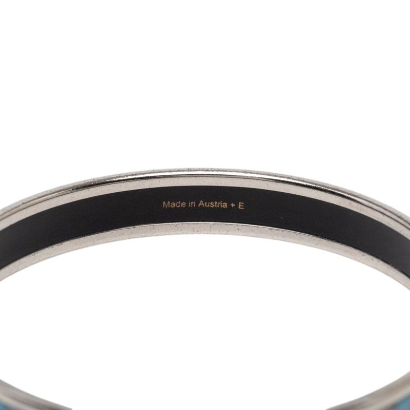 Hermes Enamel PM Bangle Silver Multicolor Metal Bracelet