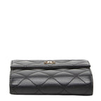 Chanel Quilted CC Logo Bifold Wallet Black Caviar Leather