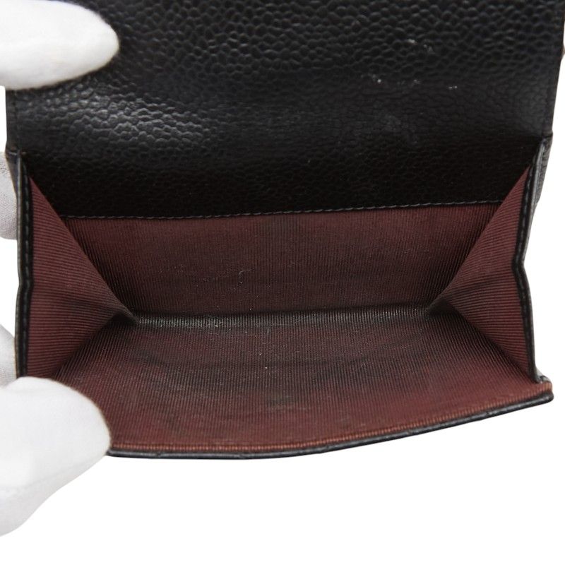 Chanel Quilted CC Logo Bifold Wallet Black Caviar Leather