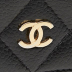 Chanel Quilted CC Logo Bifold Wallet Black Caviar Leather