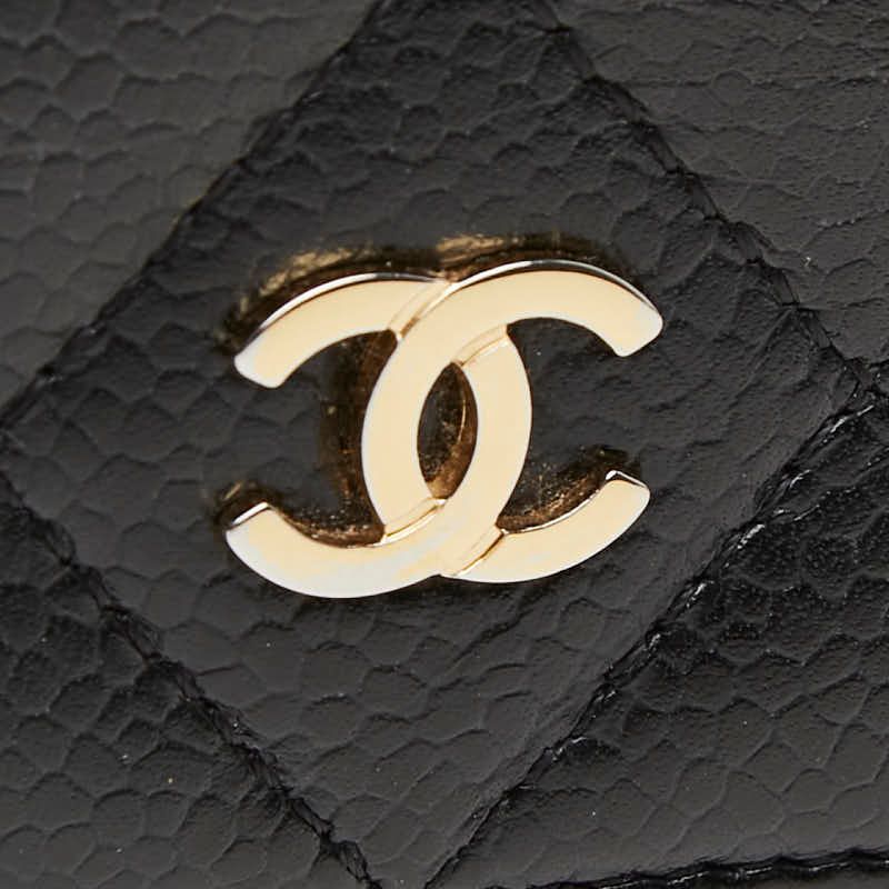 Chanel Quilted CC Logo Bifold Wallet Black Caviar Leather