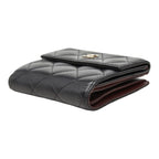 Chanel Quilted CC Logo Bifold Wallet Black Caviar Leather