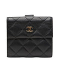 Chanel Quilted CC Logo Bifold Wallet Black Caviar Leather