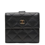 Chanel Quilted CC Logo Bifold Wallet Black Caviar Leather