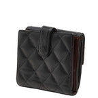 Chanel Quilted CC Logo Bifold Wallet Black Caviar Leather