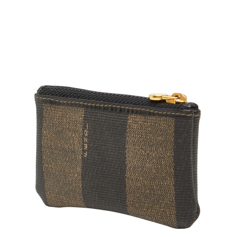 Fendi Pecan Coin Purse Black Brown Leather