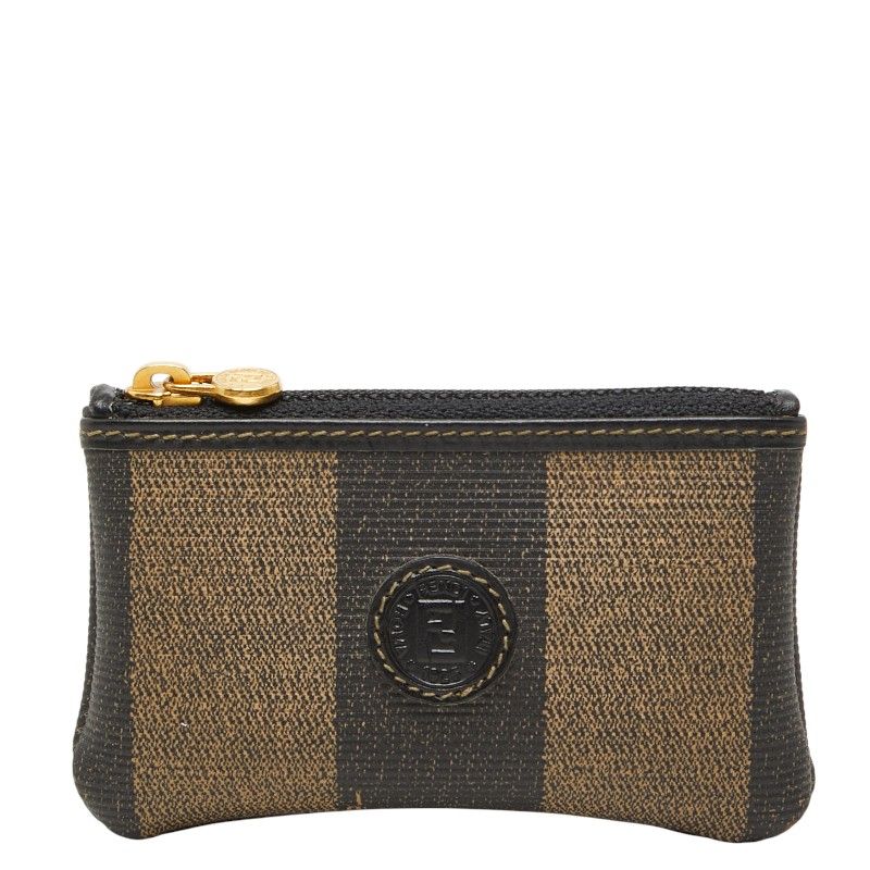 Fendi Pecan Coin Purse Black Brown Leather