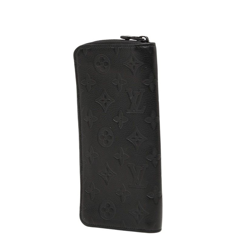 Louis Vuitton Monogram Shadow Zippy Wallet Vertical Zip Around Black Leather