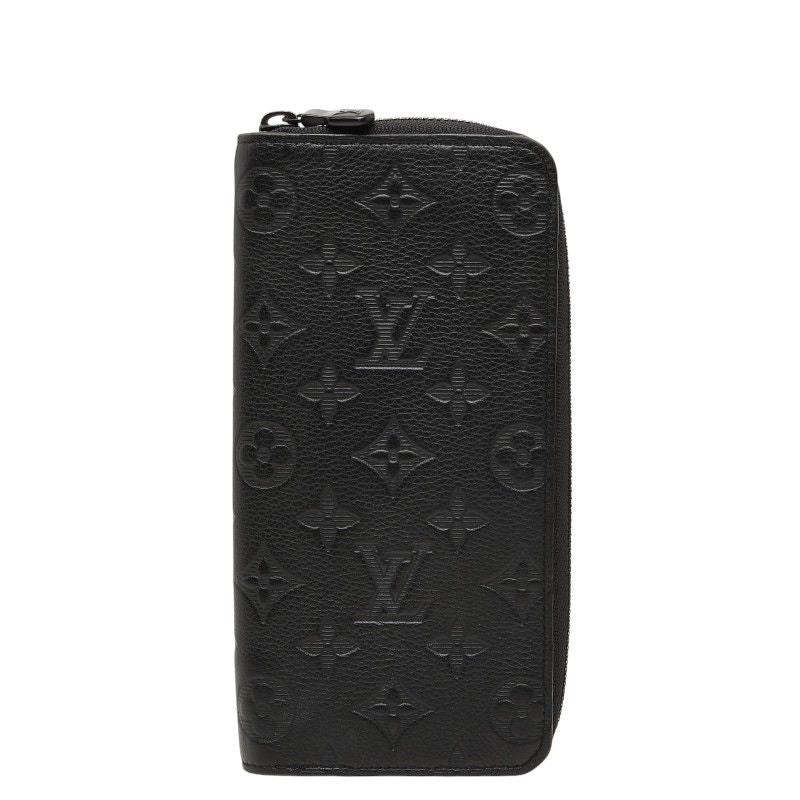 Louis Vuitton Monogram Shadow Zippy Wallet Vertical Zip Around Black Leather