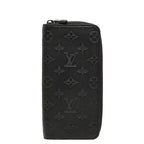 Louis Vuitton Monogram Shadow Zippy Wallet Vertical Zip Around Black Leather