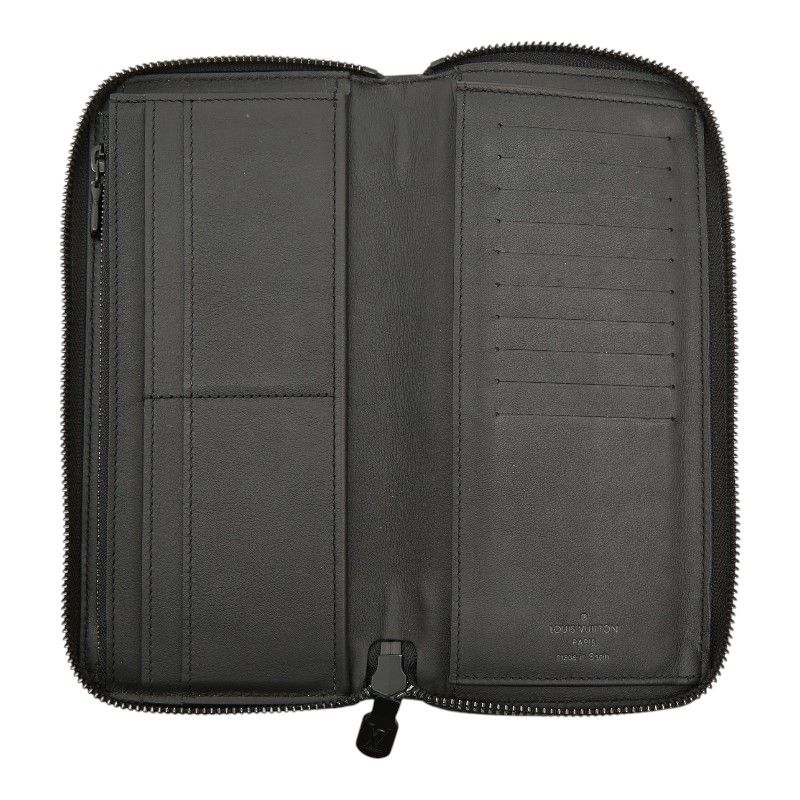 Louis Vuitton Monogram Shadow Zippy Wallet Vertical Zip Around Black Leather