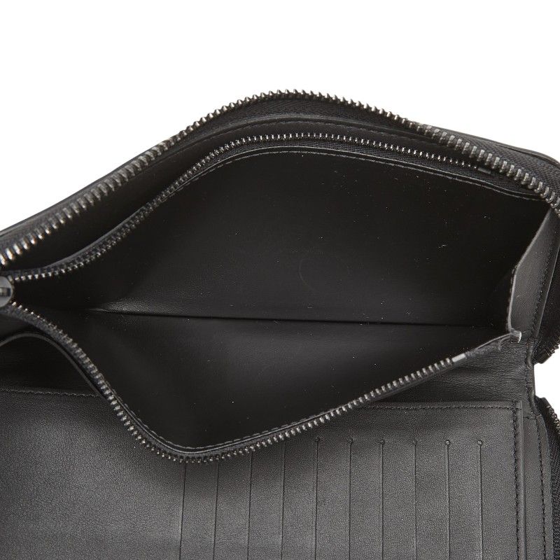 Louis Vuitton Monogram Shadow Zippy Wallet Vertical Zip Around Black Leather