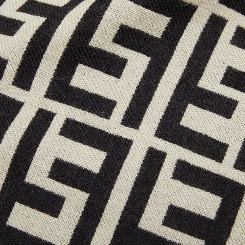 Fendi Zucca Scarf Large Black Ivory Wool