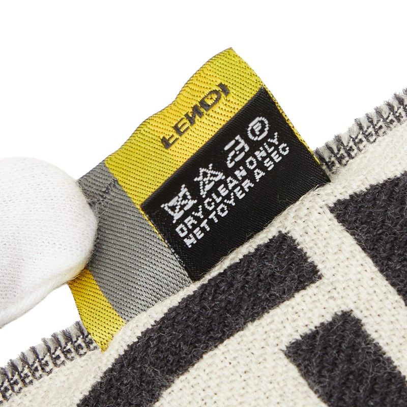 Fendi Zucca Scarf Large Black Ivory Wool
