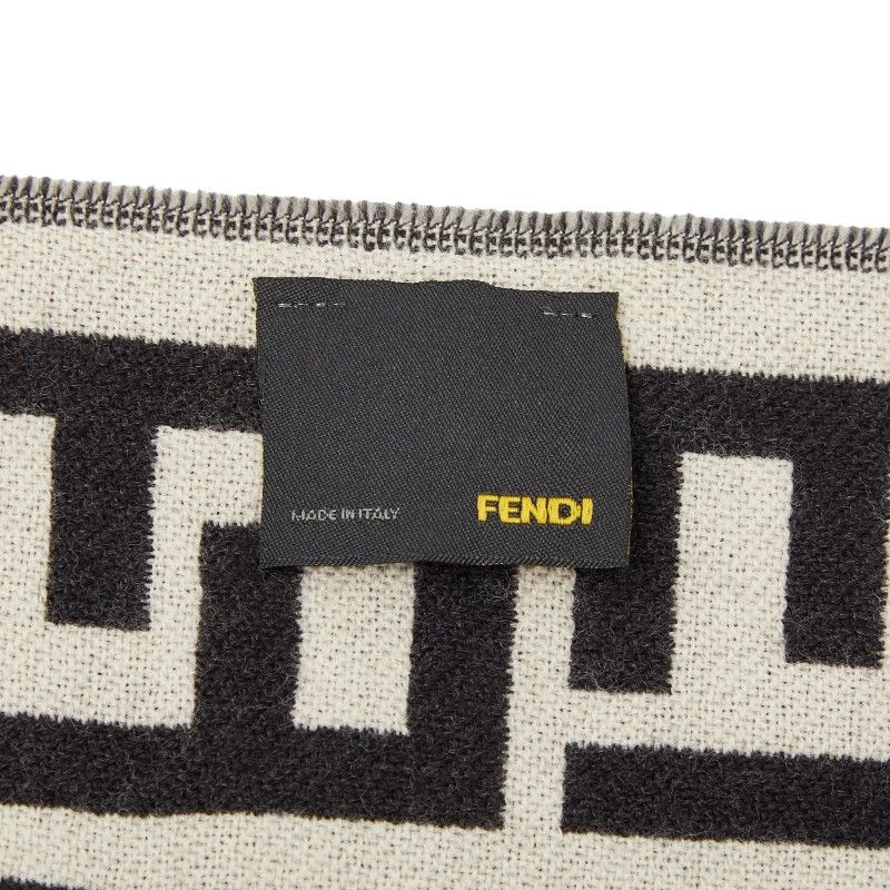 Fendi Zucca Scarf Large Black Ivory Wool