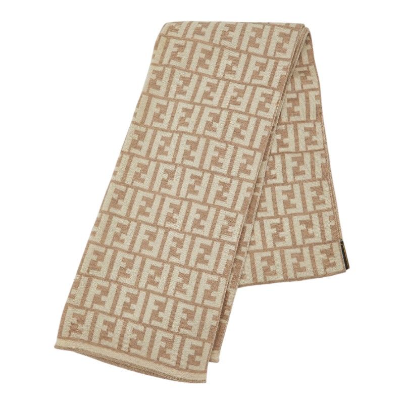 Fendi Zucca Scarf Large Beige Wool