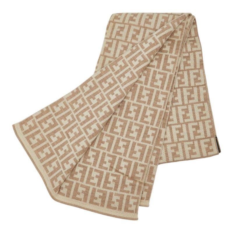 Fendi Zucca Scarf Large Beige Wool