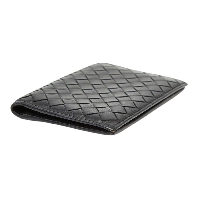 Bottega Veneta Intrecciato Card Case Business Holder Black Leather